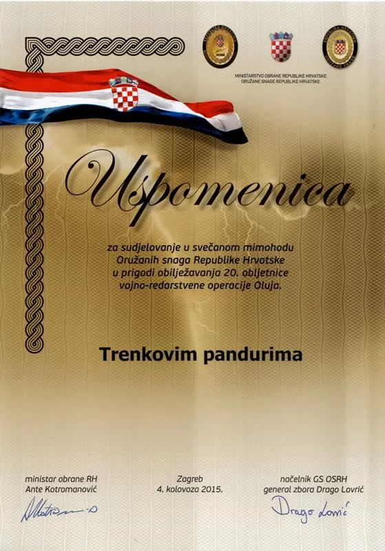 Postrojba Trenkovi panduri se priprema za Vojni mimohod