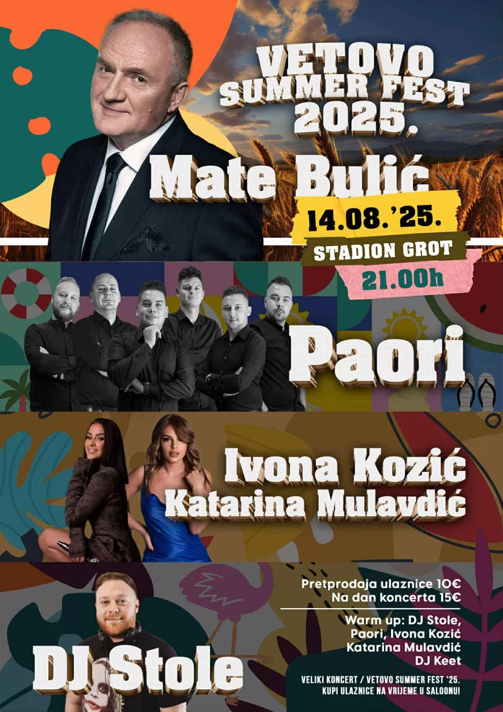 SUMMER FEST 2025.: Legenda narodne glazbe popularni Mate Bulić pjeva u Vetovu 14. kolovoza