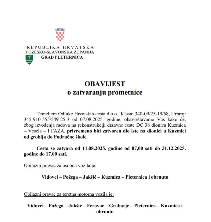 Totalna pomutnja na zatvorenoj prometnici između Kuzmice i Dervišage!