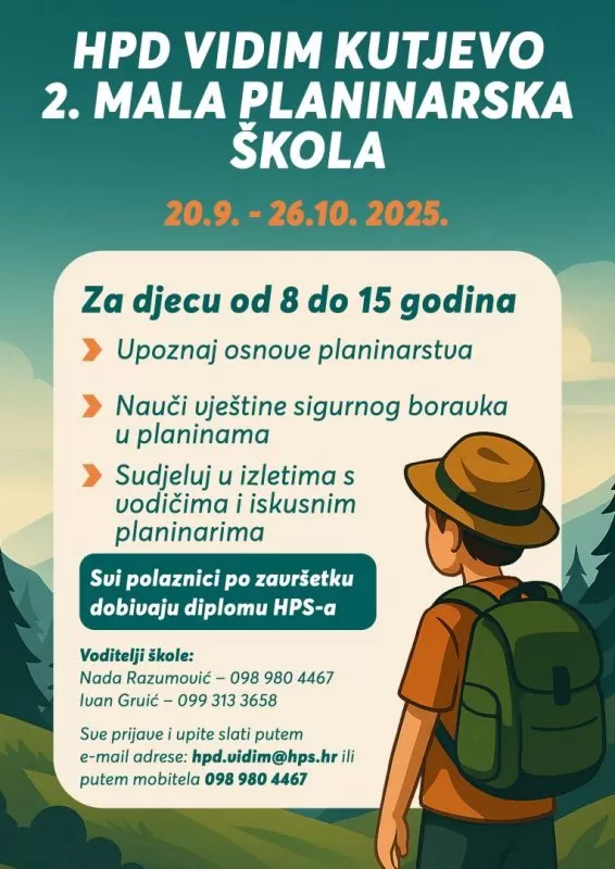 HPD Vidim Kutjevo organizira 2. Malu planinarsku školu