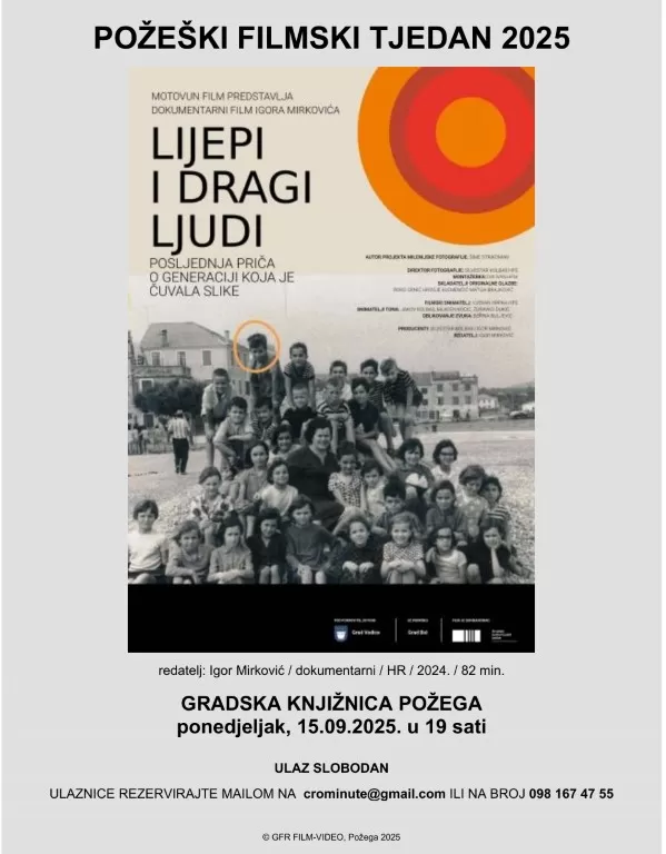 Ovog ponedjeljka prva projekcija Požeškog filmskog tjedna 2025.