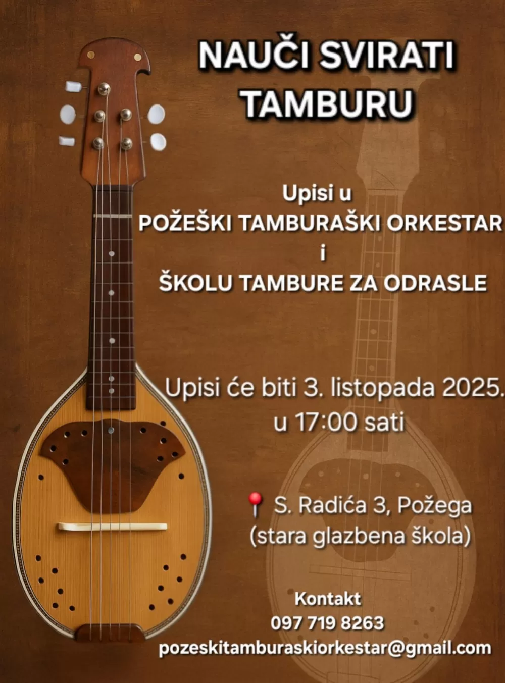 Požega.eu | Požeški tamburaški orkestar upisuje nove članove, ali i školu tambure za odrasle