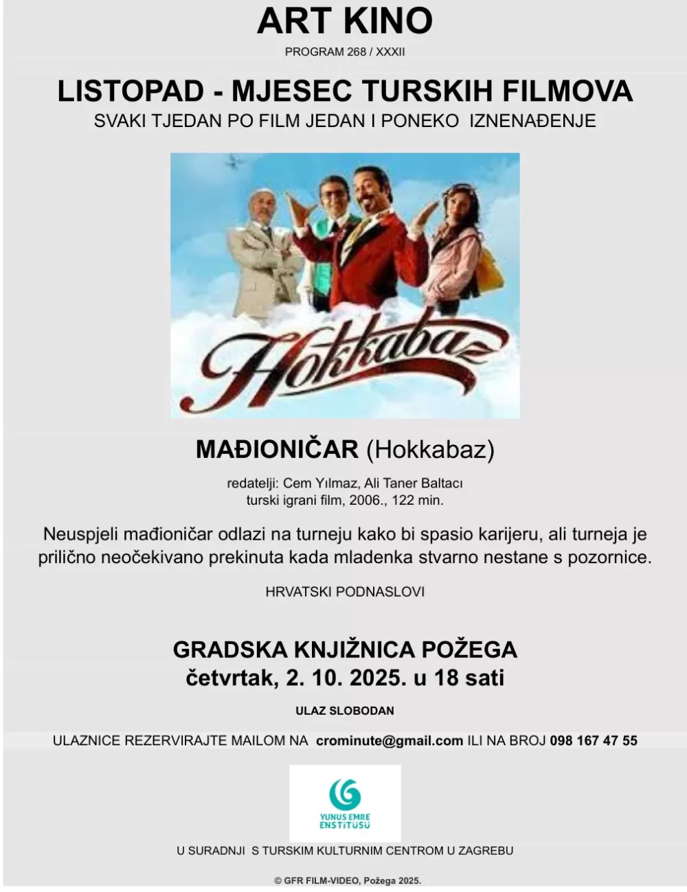 Počinje Mjesec turskog filma u Požegi – prvi film ʼMađioničarʼ već ovog četvrtka