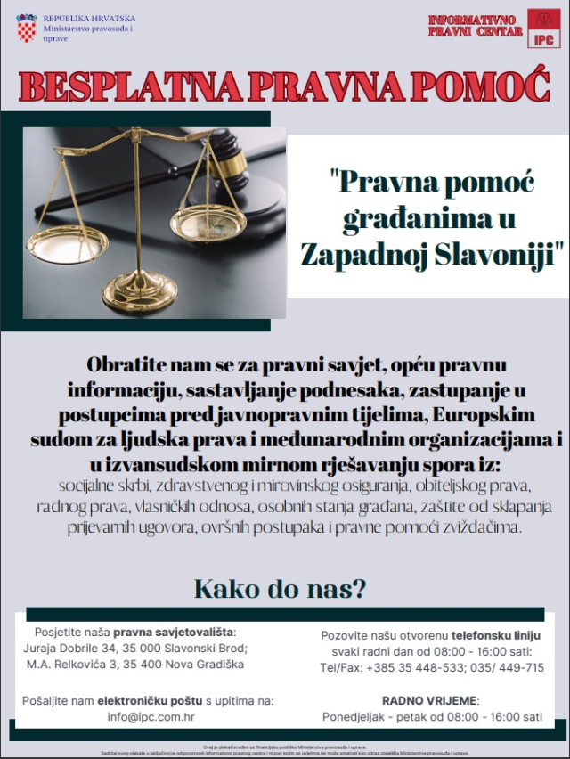 SB Online | Beplatna pravna pomoć građanima u zapadnoj Slavoniji