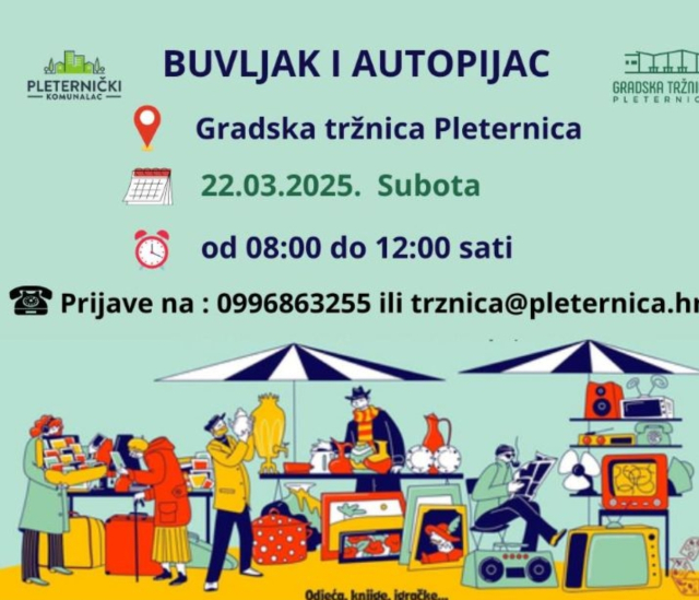 Požega.eu | [NAJAVA] GRADSKA TRŽNICA U PLETERNICI: Danas buvljak, autopijac i proljetna radionica