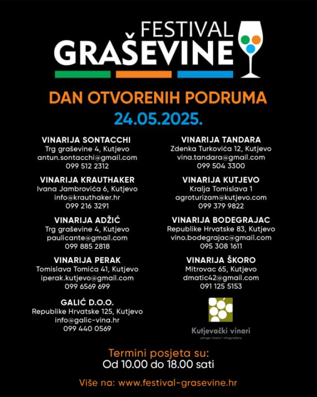 Požega.eu | [NAJAVA] Festival graševine: Dani otvorenih podruma ove subote u Kutjevu