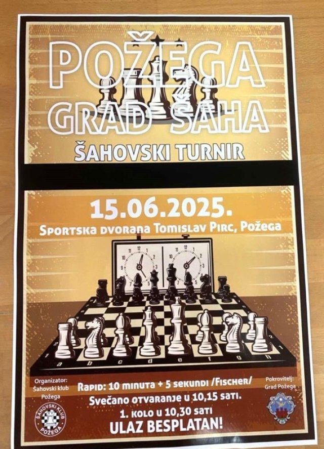 Požega.eu | (NAJAVA) U nedjelju 15. lipnja međunarodni turnir „Požega grad šaha“
