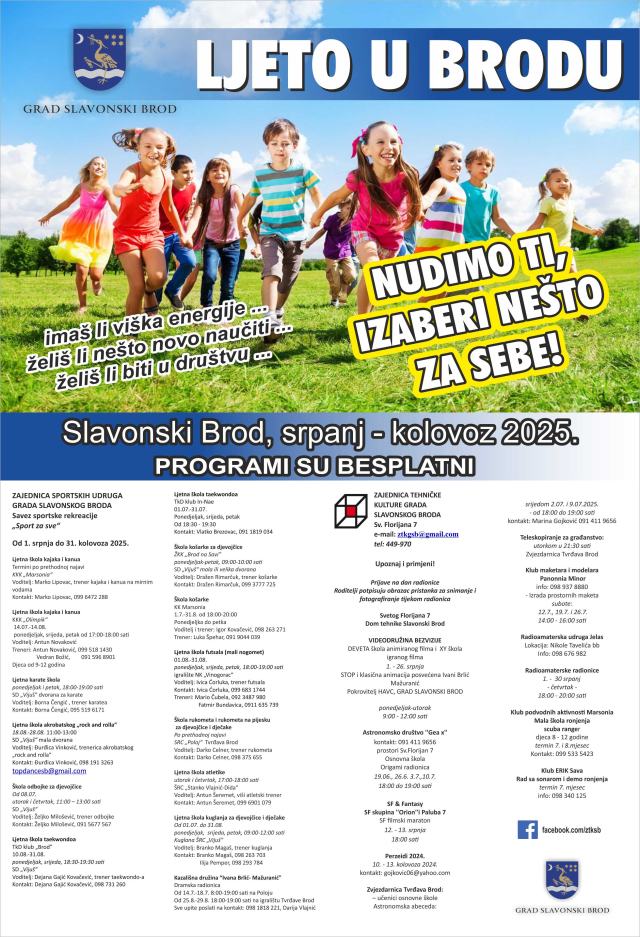 SB Online | Ljeto u Brodu 2025. – besplatni programi za djecu i mlade