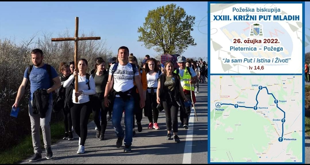 Požega.eu | XXIII. križni put mladih od Pleternice preko Gradca, Trapara, Jakšića, Kuzmice i Vidovaca do Požege