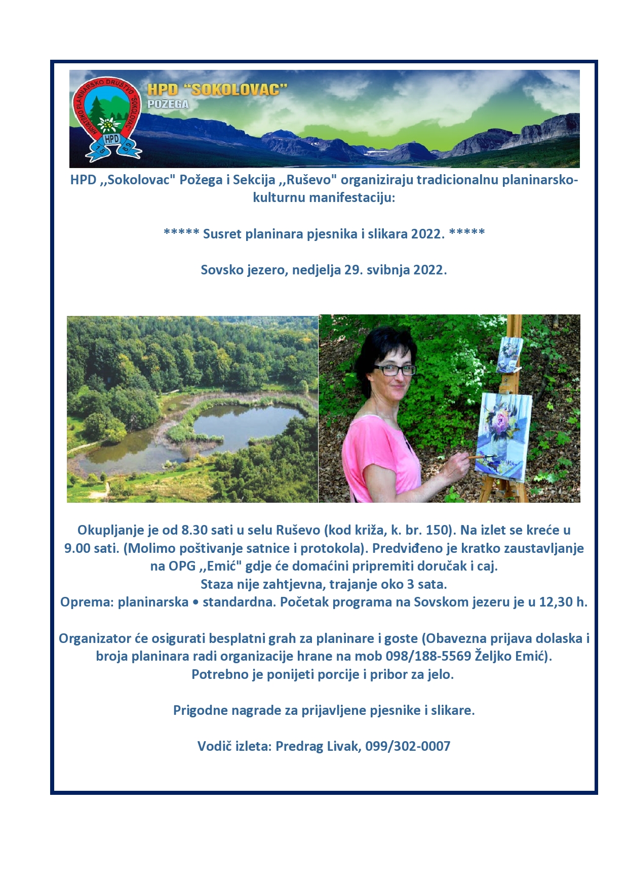 Požega.eu | Ove nedjelje na Sovskom jezeru susret planinara pjesnika i slikara