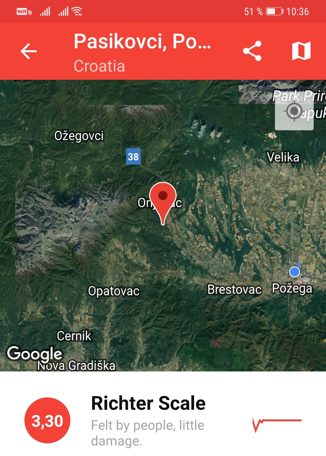 Požega.eu | Potres je bio, ali ne s epicentrom u Pasikovcima već 90 km dalje, u BiH
