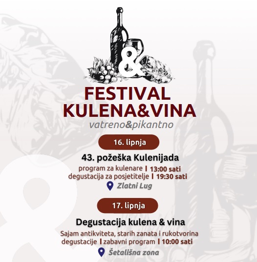 Požega.eu | Festivala kulena&vina -„Požeška Kulenijada“: Petak i subota, 16.i17.lipnja 2023. godine - još stignete predati svoje uzorke na ocjenjivanje